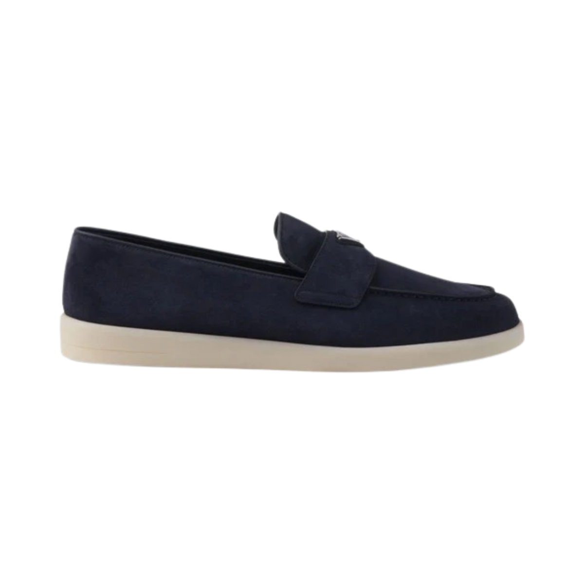 Prada Suede Loafers with Triangle Logo – Navy