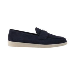 Prada Suede Loafers with Triangle Logo – Navy