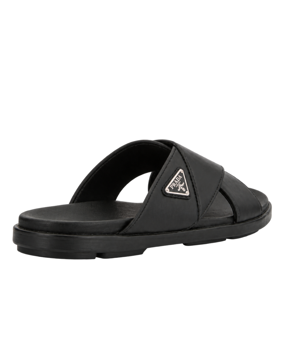 Prada  triangle logo slip-on sandals - black
