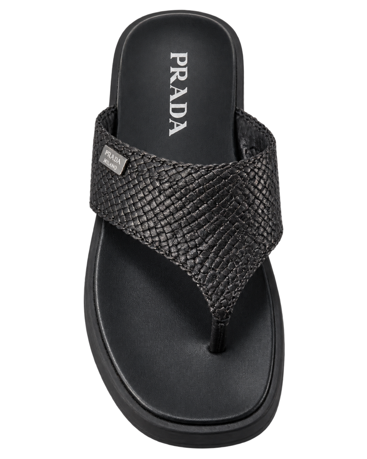 Prada Woven Leather Thong Sandals
