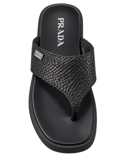 Prada Woven Leather Thong Sandals