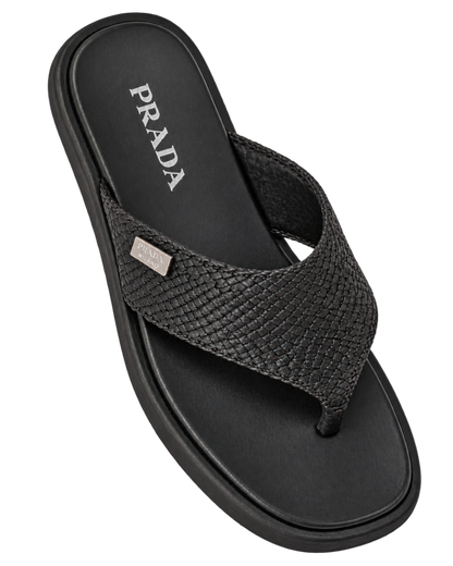 Prada Woven Leather Thong Sandals
