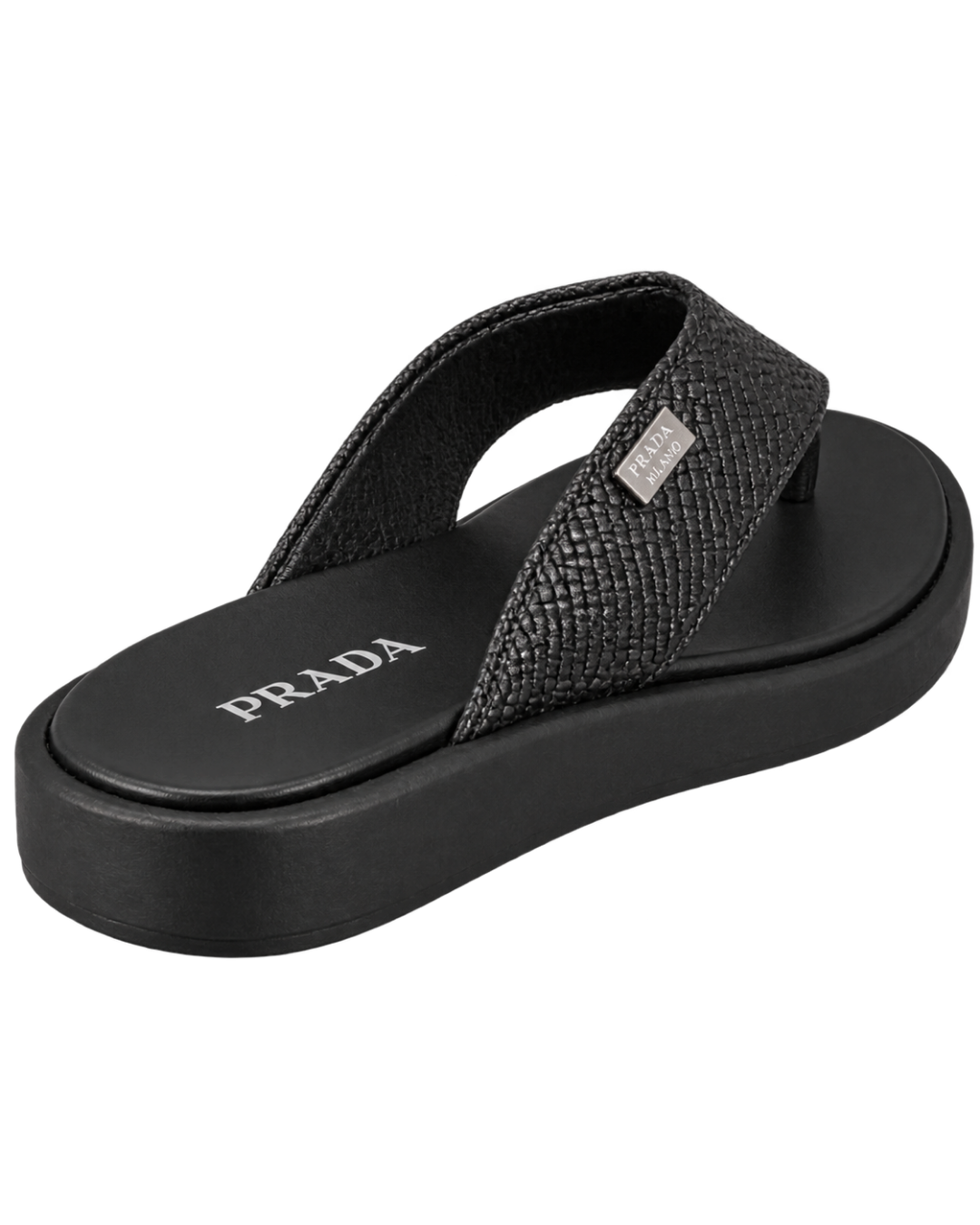 Prada Woven Leather Thong Sandals