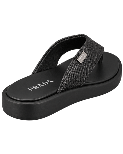 Prada Woven Leather Thong Sandals