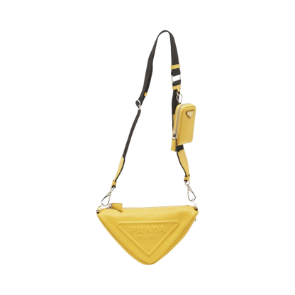 Prada Yellow/Black Leather Triangle Shoulder Bag