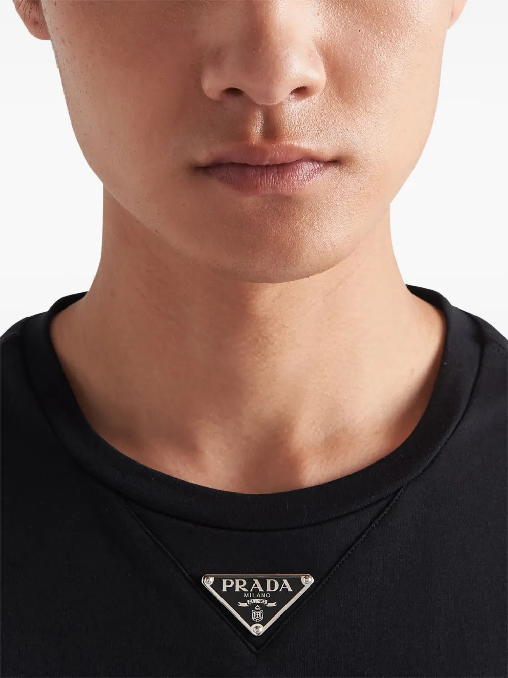 Prada Triangle Plaque T-Shirt in Black