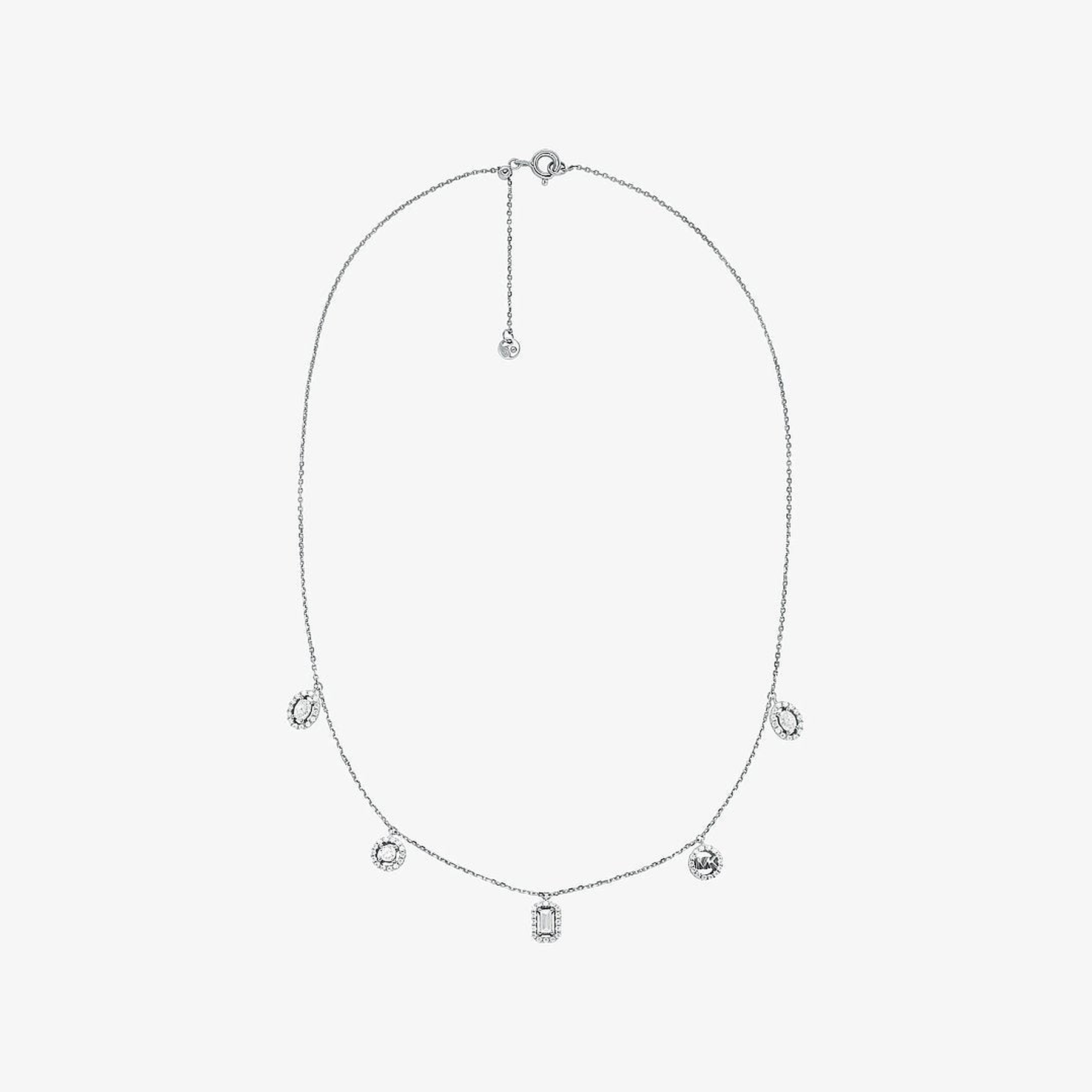 Precious Metal-Plated Sterling Silver Pavé Mixed Charms Necklace