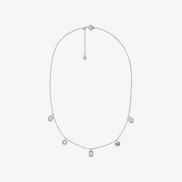Precious Metal-Plated Sterling Silver Pavé Mixed Charms Necklace