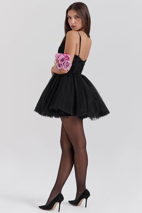 Black tulle mini dress