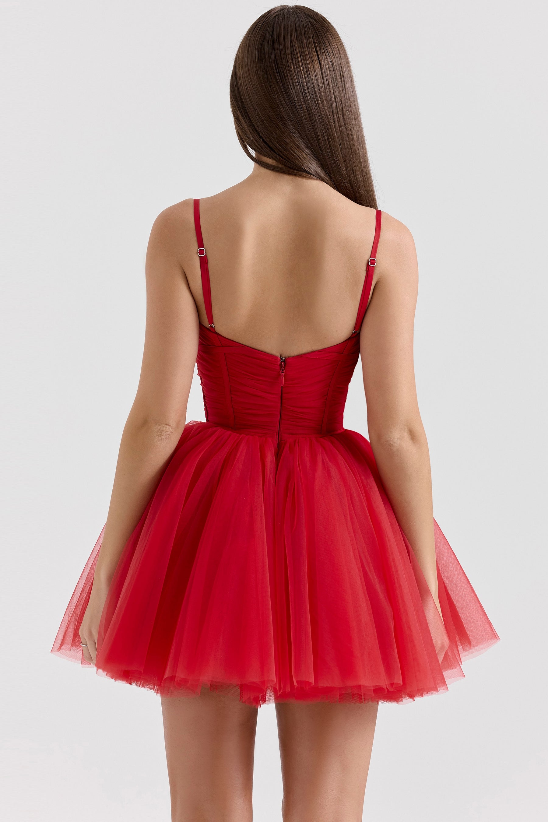 Holly red tulle mini dress