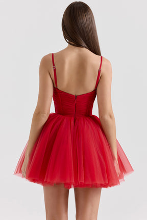Holly red tulle mini dress