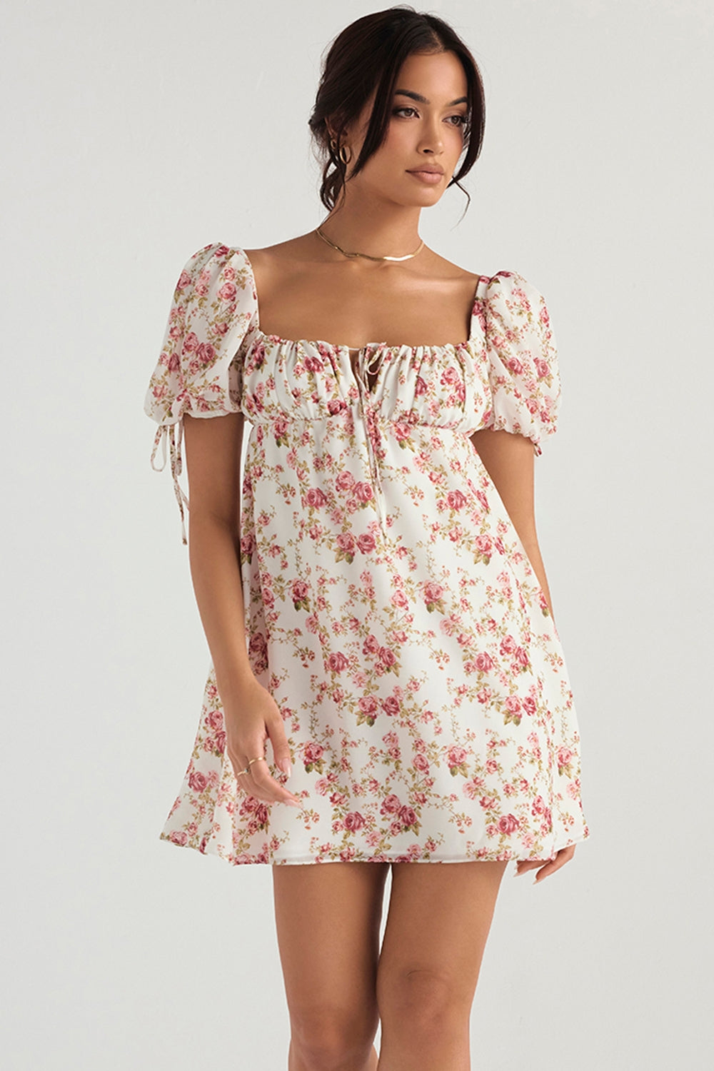 Rose print mini dress