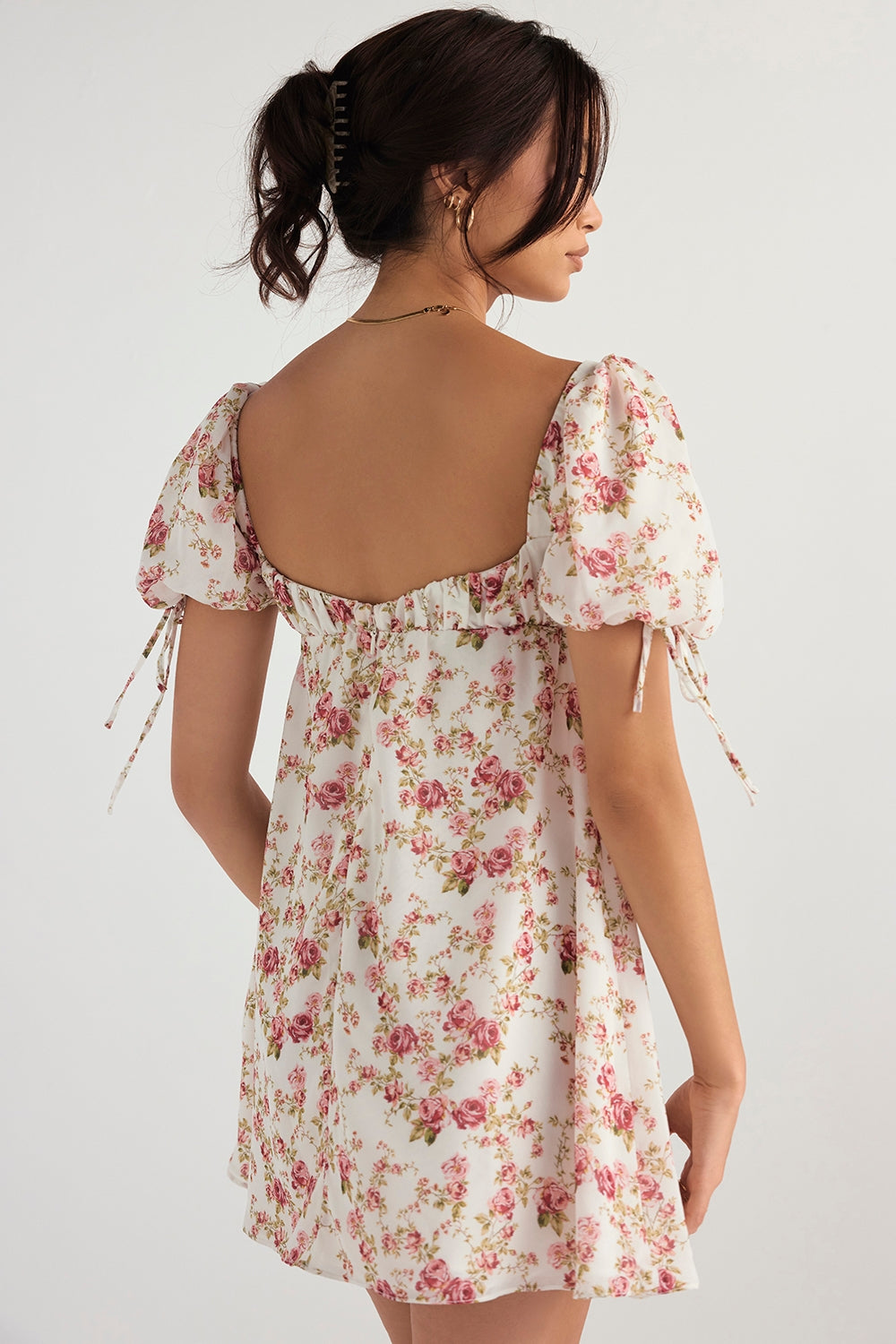 Rose print mini dress