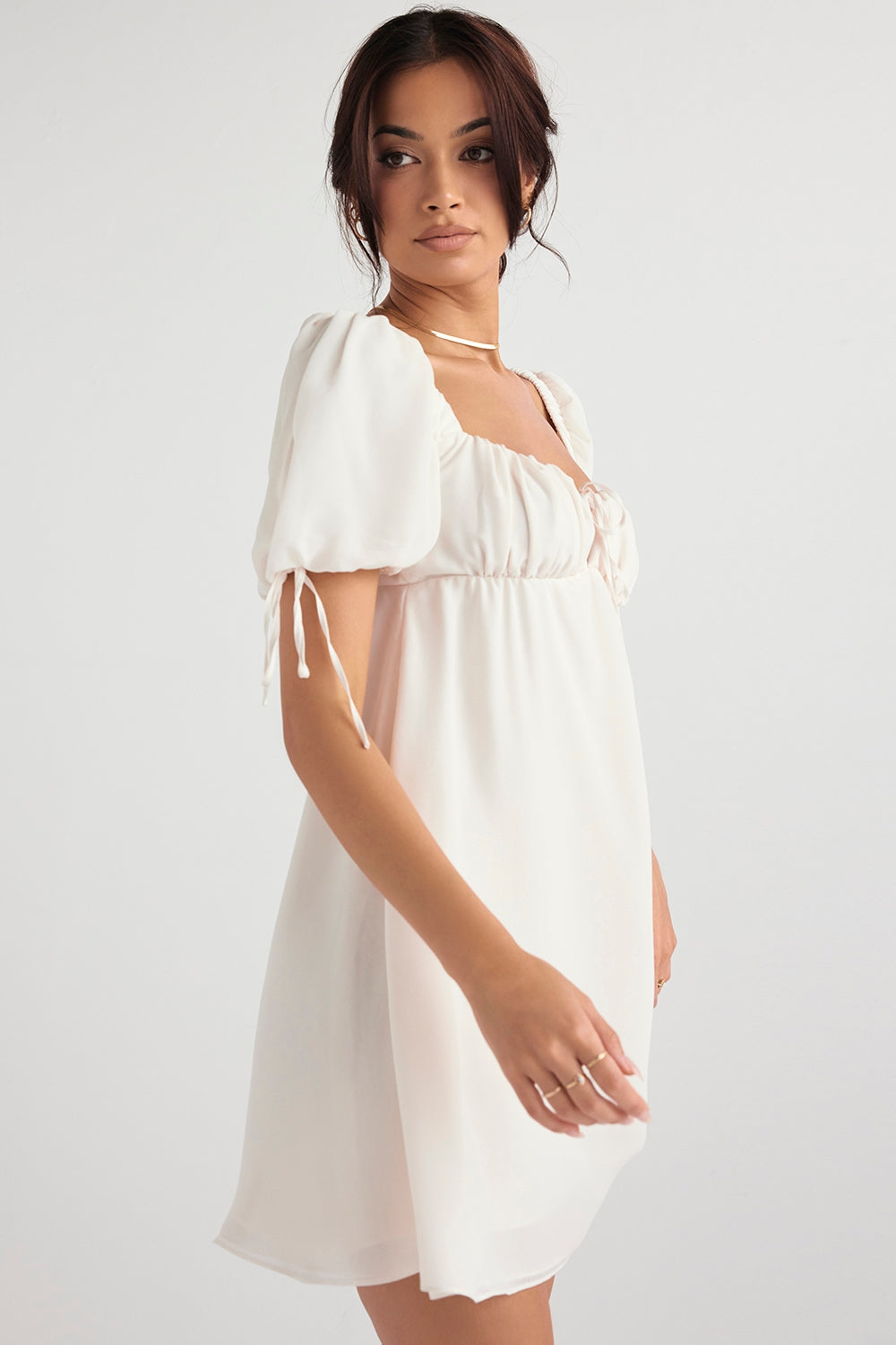 Ivory georgette mini dress