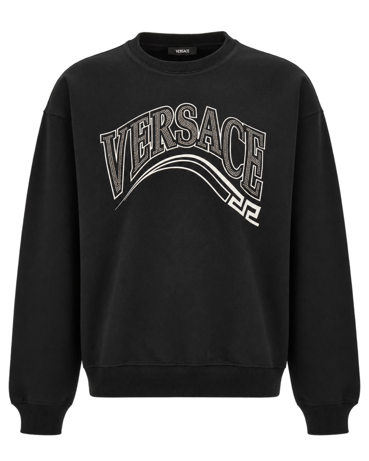 Print And Studs Greca Varsity Logo Sweatshirt In Jersey Fabric