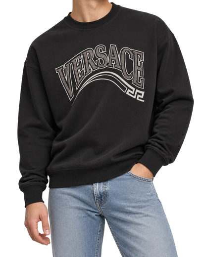Print And Studs Greca Varsity Logo Sweatshirt In Jersey Fabric