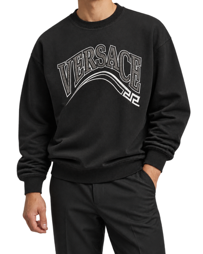 Print And Studs Greca Varsity Logo Sweatshirt In Jersey Fabric