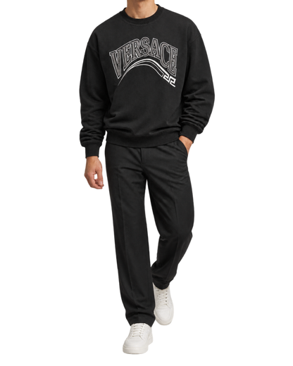 Print And Studs Greca Varsity Logo Sweatshirt In Jersey Fabric