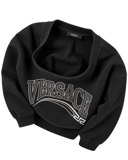 Print And Studs Greca Varsity Logo Sweatshirt In Jersey Fabric