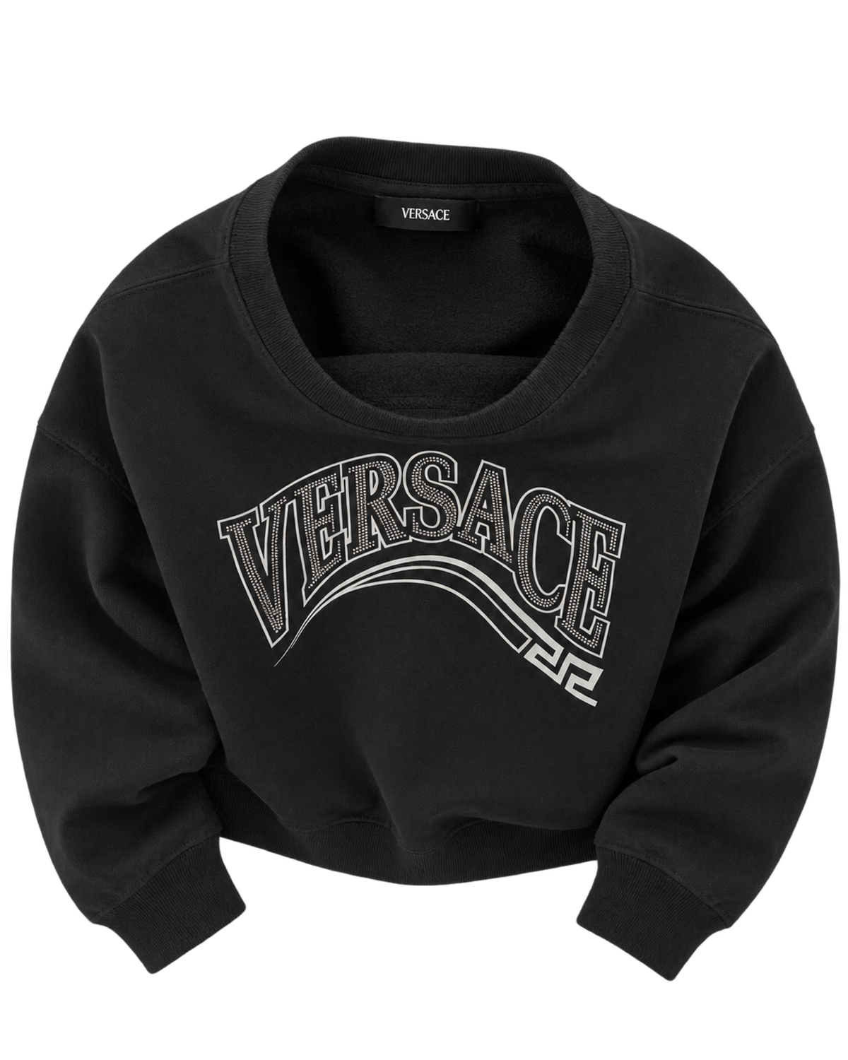 Print And Studs Greca Varsity Logo Sweatshirt In Jersey Fabric