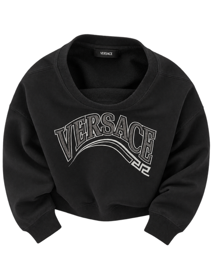 Print And Studs Greca Varsity Logo Sweatshirt In Jersey Fabric