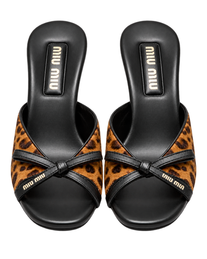 Printed leather sandals
