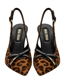 Printed leather slingback pumps