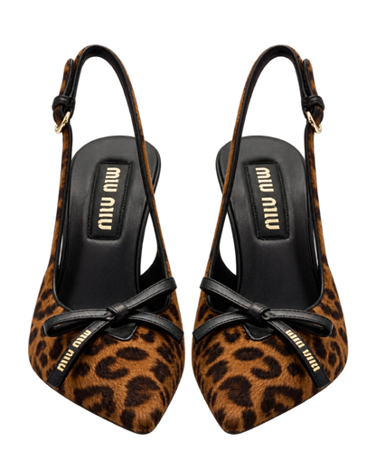 Printed leather slingback pumps