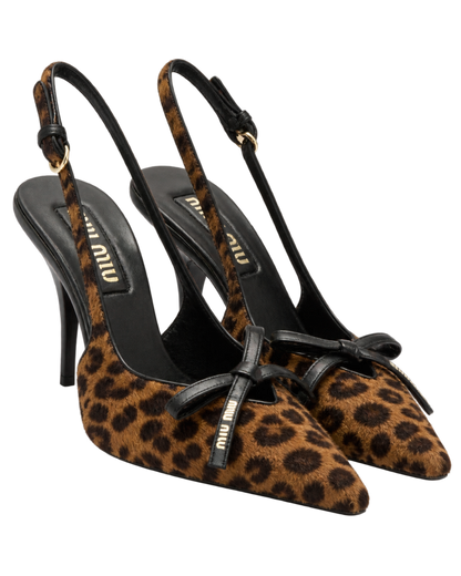 Printed leather slingback pumps