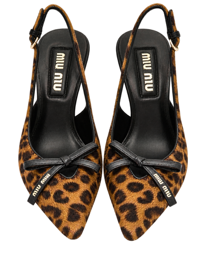 Printed leather slingback pumps