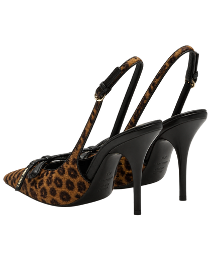 Printed leather slingback pumps