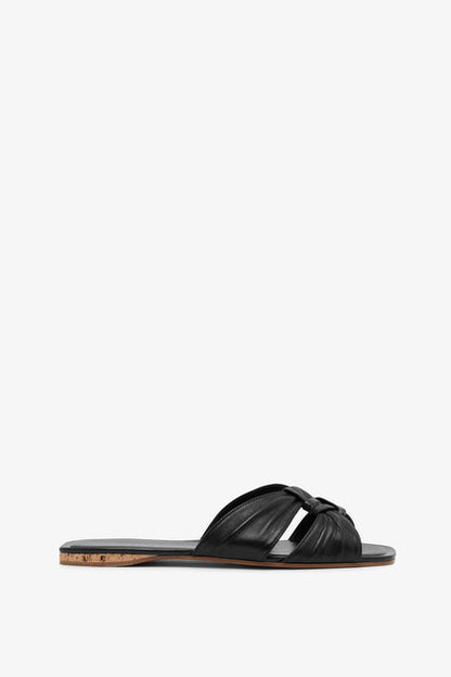 Soft Knot Leather Flats – Black