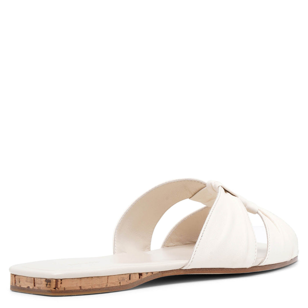 Soft Knot Leather Flats – White