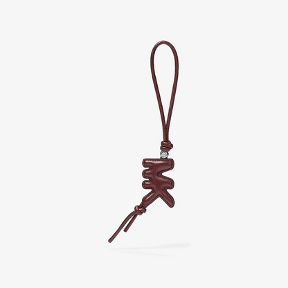 Puffy Logo Leather Bag Charm