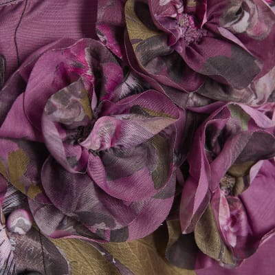 Purple 3D Floral Belted Mini Dress