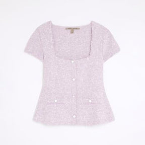 Purple Boucle Cap Sleeve Top