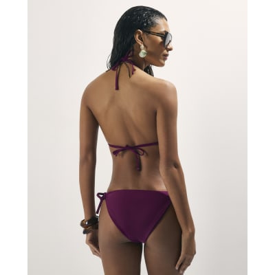 Purple Buckle Trim Bikini Bottoms