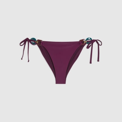 Purple Buckle Trim Bikini Bottoms