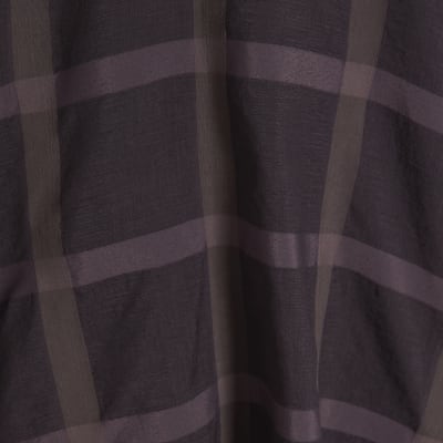 Purple Check Print Pussybow Blouse