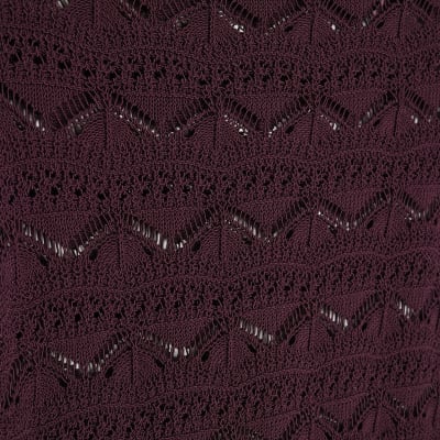 Purple Crochet Knit Boat Neck Mini Dress