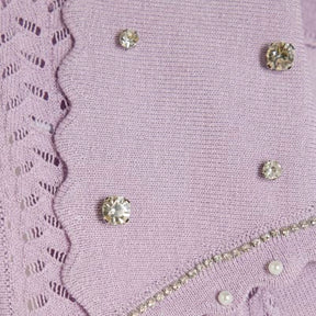 Purple Embellished Collar Sleeveless Knit Top