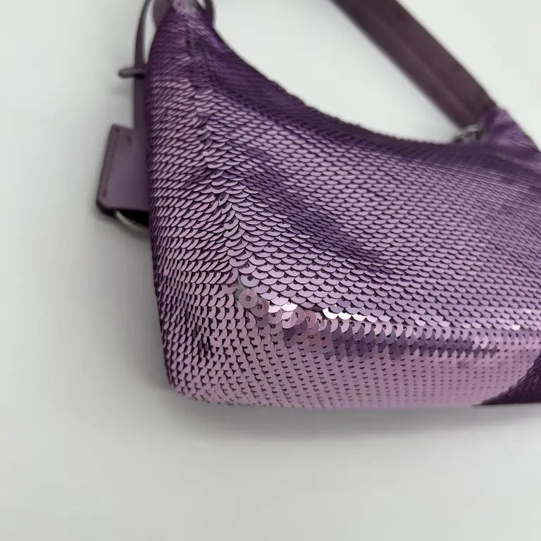 Prada Re-Edition 2000 Sequined Shoulder Bag in Lilac