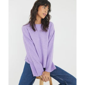 Purple Knitted Crew Neck Jumper