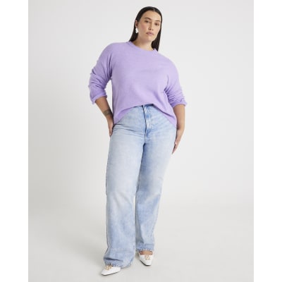 Purple Knitted Crew Neck Jumper