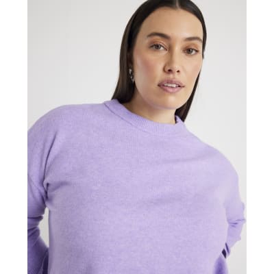 Purple Knitted Crew Neck Jumper