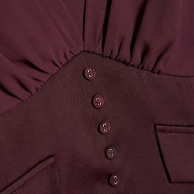 Purple Long Sleeve Corset Detail Blouse