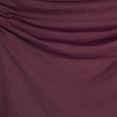 Purple Long Sleeve Ruched Drape Top