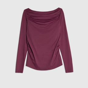 Purple Long Sleeve Ruched Drape Top