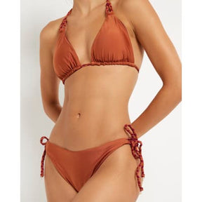 Purple Reversible Plaited Bikini Bottoms