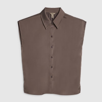 Purple Satin Short Sleeve Shirt